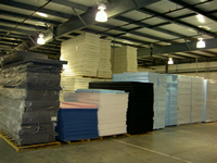 foam warehousing with sheet stock foam bun storage